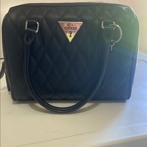 GUESS Black Quilted Satchel